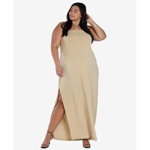 AM-2482 Bar III Nicole Williams English Plus Size Halter Dress Tan Size 2X